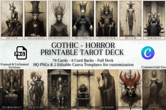 Download Horror Printable Tarot Deck | 78 Cards - Premium Resources