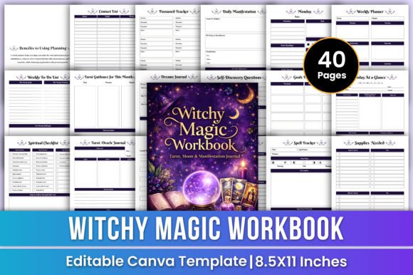 Download Witchy Magic Workbook Canva Kdp Interior - Workbook Collection