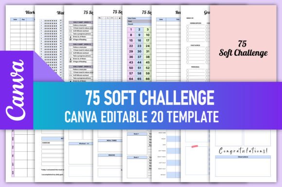 Download Editable 75 Soft Challenge Canva KDP - 75 soft challenge Collection