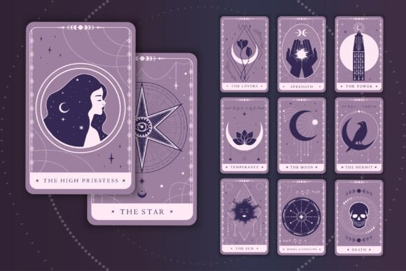 Download Celestial Tarot Cards Purple Set - Premium Resources