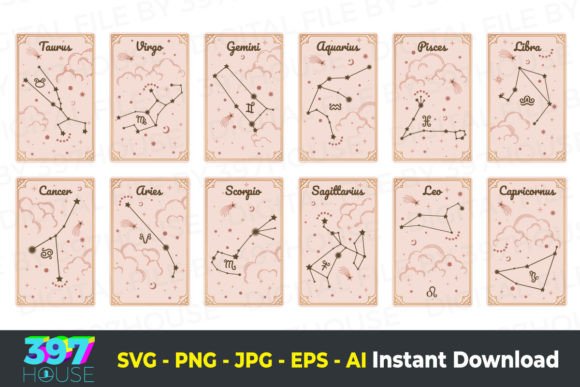 Download 12 Zodiac Astrology Tarot Card - Premium Resources
